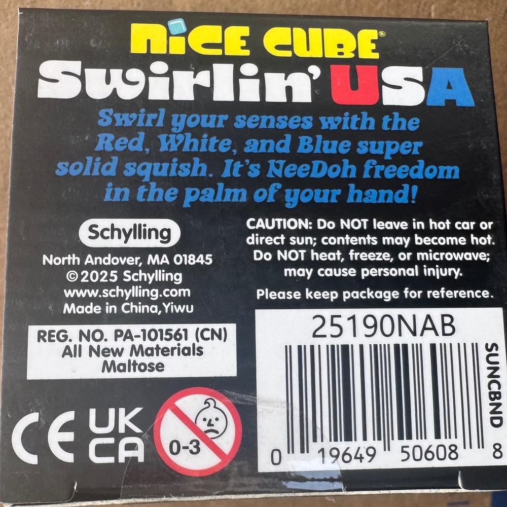 2 Schylling NeeDoh Nice Cube Swirlin' USA Special Edition Red White Blue Fidget - Picture 3 of 3